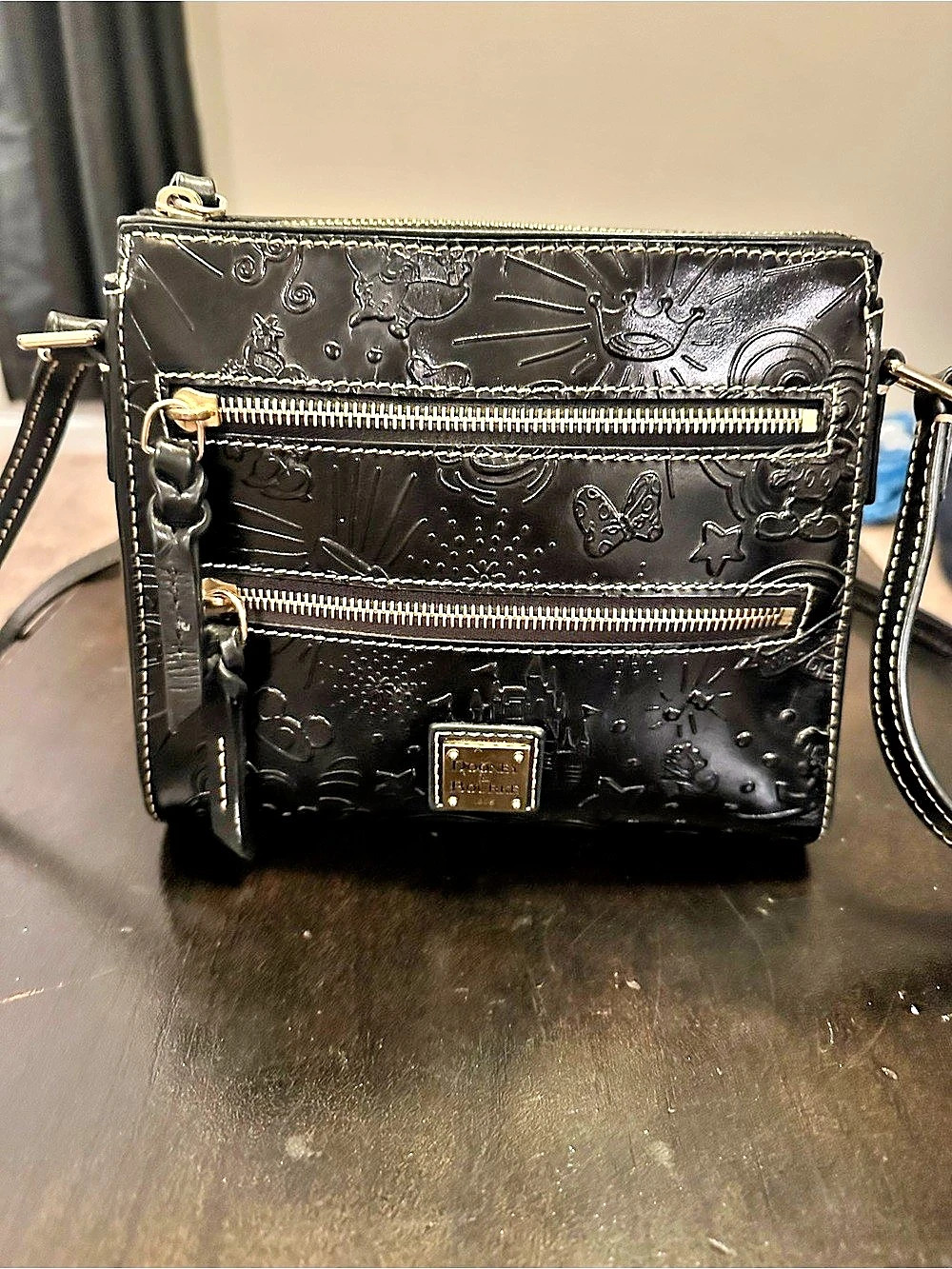 Dooney & Bourke Sketch Peyton Triple Zip Crossbody Black Crossbody Bag